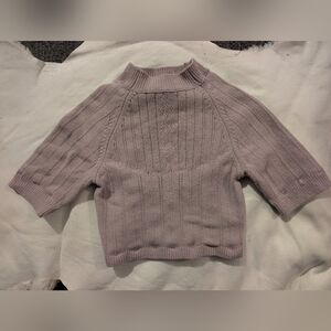 Lavender Cropped Sweater with Cute Back Cutout